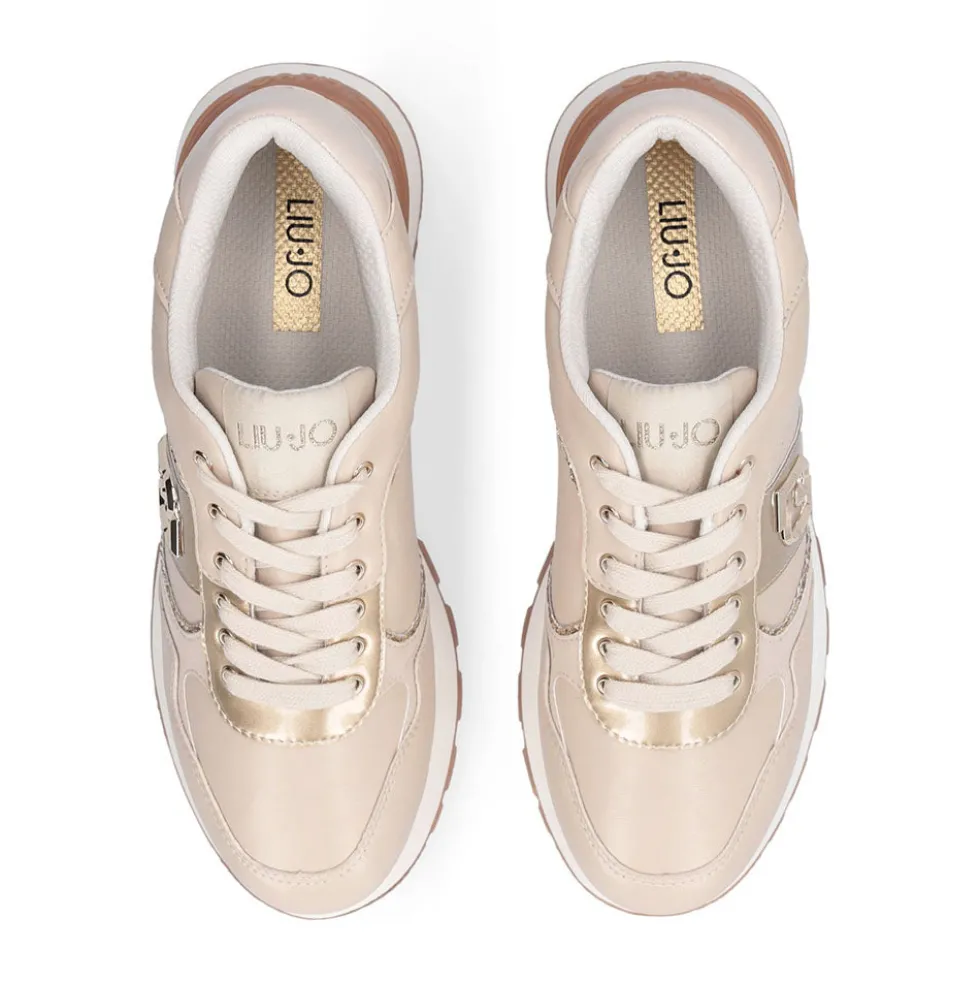 Sneakers Platform Donna LIU JO Amazing 43 in Pelle Beige con Dettaglio Glitter