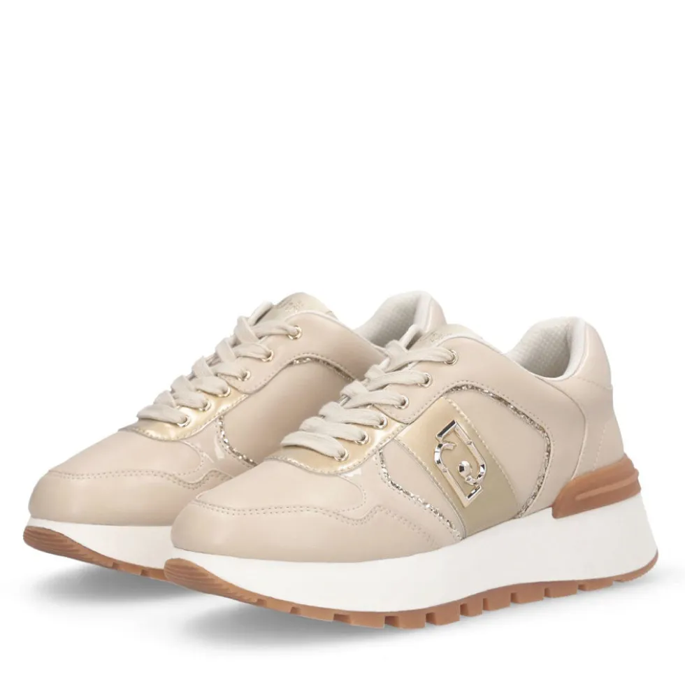 Sneakers Platform Donna LIU JO Amazing 43 in Pelle Beige con Dettaglio Glitter