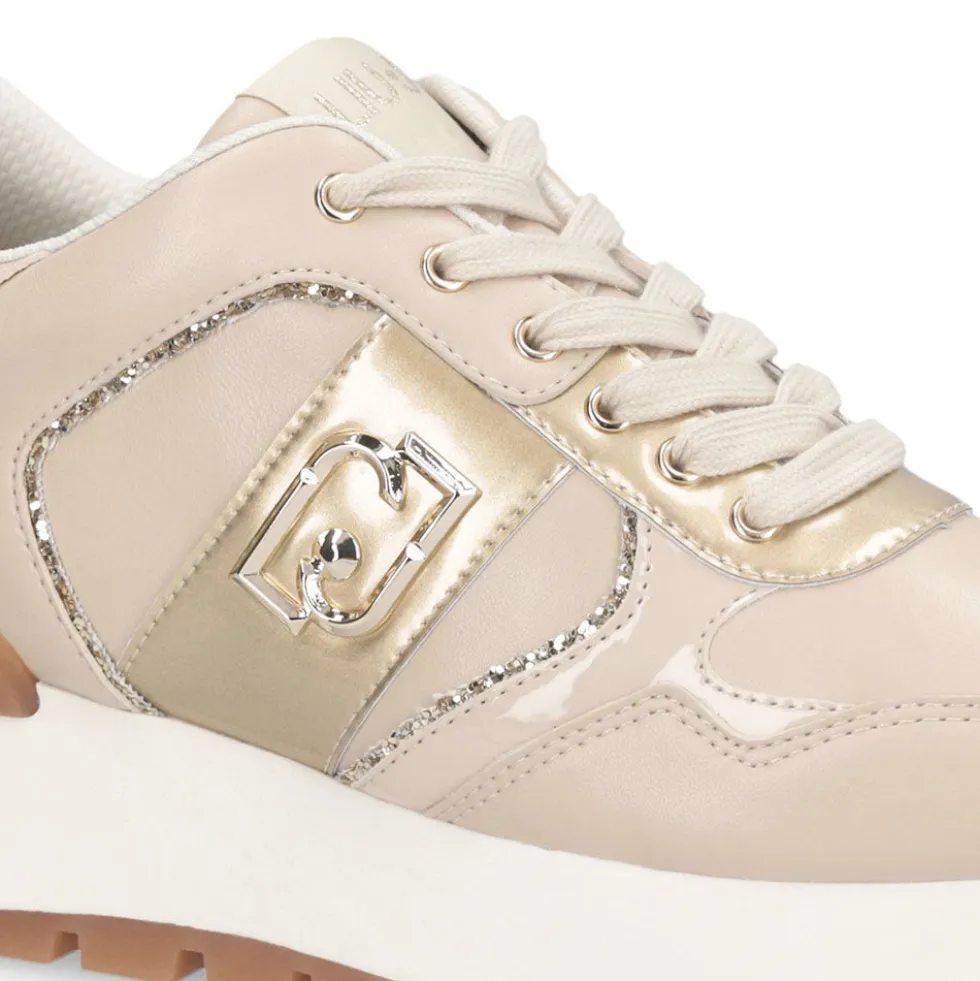 Sneakers Platform Donna LIU JO Amazing 43 in Pelle Beige con Dettaglio Glitter
