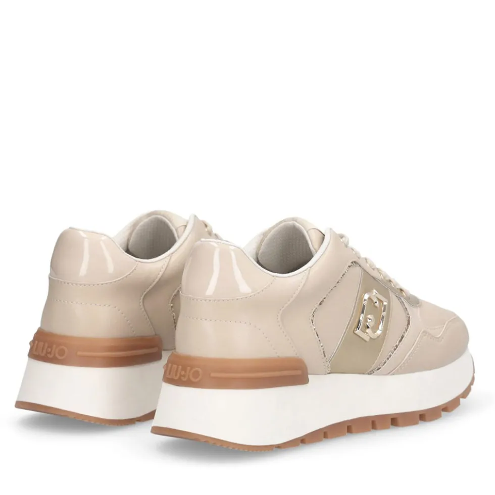 Sneakers Platform Donna LIU JO Amazing 43 in Pelle Beige con Dettaglio Glitter