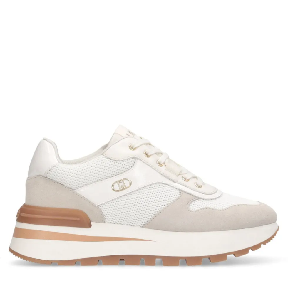 Sneakers Platform Donna LIU JO Amazing 38 in Suede e Mesh color Latte e Bianco