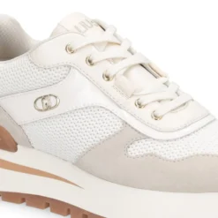 Sneakers Platform Donna LIU JO Amazing 38 in Suede e Mesh color Latte e Bianco