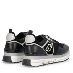 Sneakers Platform Donna LIU JO Maxi Wonder 01 in Pelle e Mesh Nero con Paillettes