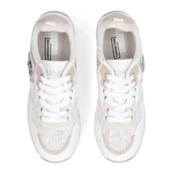 Sneakers Platform Donna LIU JO Maxi Wonder 01 in Pelle e Mesh Bianco con Paillettes