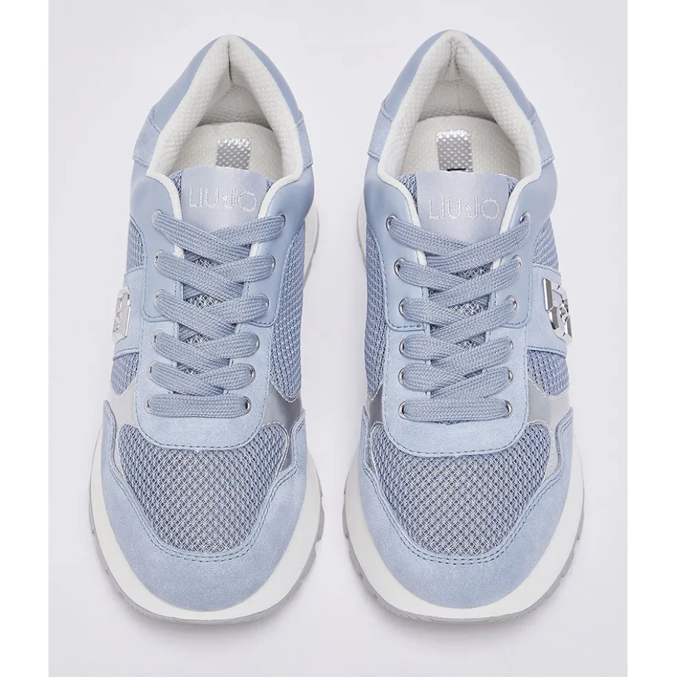 Sneakers Platform Donna LIU JO Amazing 43 Bis in Suede e Mesh Azzurro