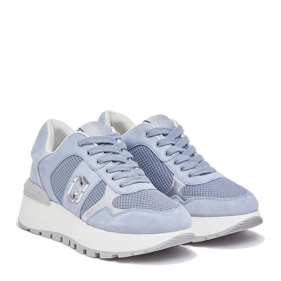Sneakers Platform Donna LIU JO Amazing 43 Bis in Suede e Mesh Azzurro