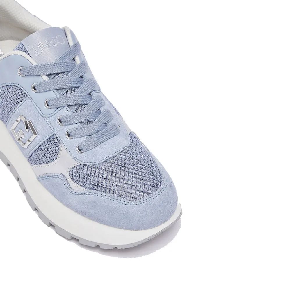 Sneakers Platform Donna LIU JO Amazing 43 Bis in Suede e Mesh Azzurro