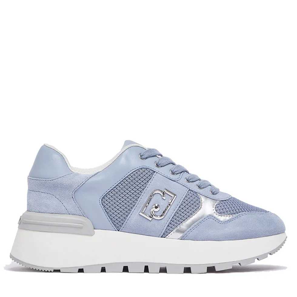 Sneakers Platform Donna LIU JO Amazing 43 Bis in Suede e Mesh Azzurro
