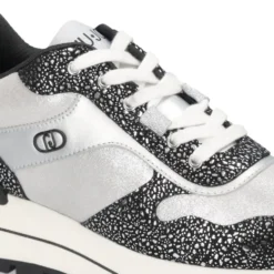 Sneakers Platform Donna LIU JO Amazing 38 in Pelle Stampata e Inserti Metallizzati Nero Silver