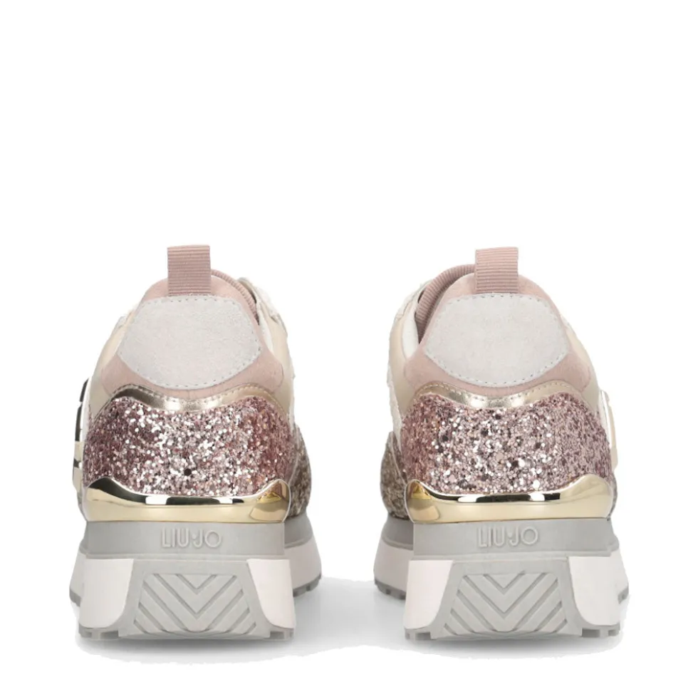 Sneakers Platform Donna LIU JO Maxi Wonder 01 Full Glitter Light Gold Copper