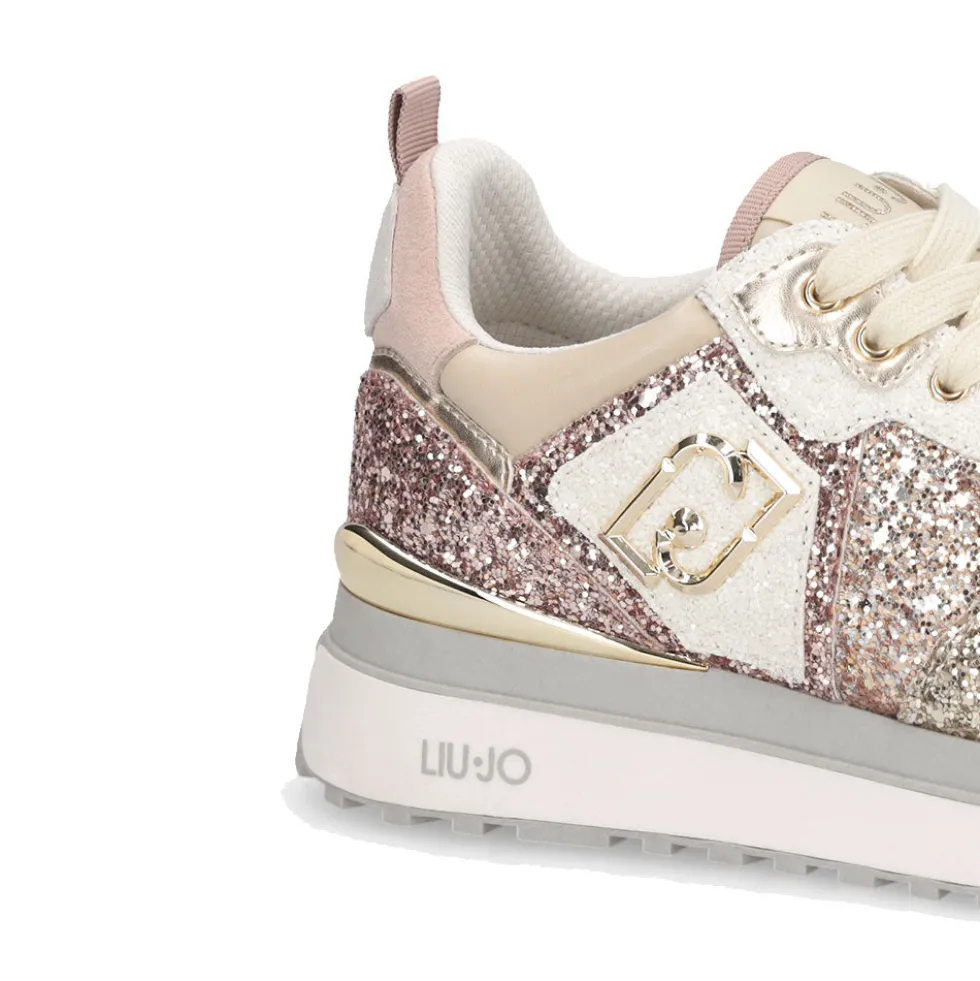Sneakers Platform Donna LIU JO Maxi Wonder 01 Full Glitter Light Gold Copper