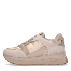 Sneakers Platform Donna LIU JO Maxi Wonder 91 in Suede Nylon e Vernice Beige