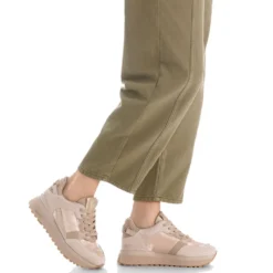 Sneakers Platform Donna LIU JO Maxi Wonder 91 in Suede Nylon e Vernice Beige