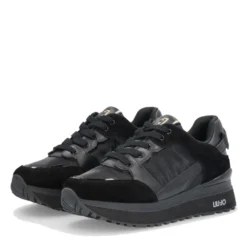 Sneakers Platform Donna LIU JO Maxi Wonder 91 in Suede Nylon e Vernice Nero