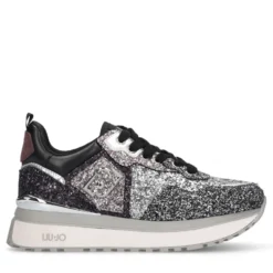 Sneakers Platform Donna LIU JO Maxi Wonder 01 Full Glitter Silver Amarone