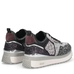 Sneakers Platform Donna LIU JO Maxi Wonder 01 Full Glitter Silver Amarone