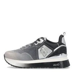 Sneakers Platform Donna LIU JO Maxi Wonder 01 in Raso Sfumato e Strass Black e White