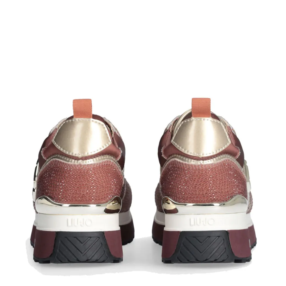 Sneakers Platform Donna LIU JO Maxi Wonder 01 in Raso Sfumato e Strass Ginger Bread e Milk