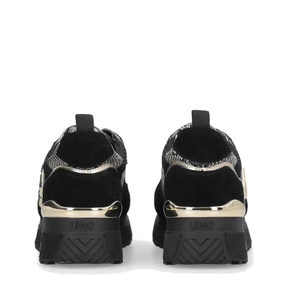 Sneakers Platform Donna LIU JO Maxi Wonder 01 in Suede e Mesh con Stampa Pitone Black
