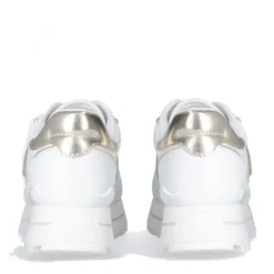 Sneakers Platform Donna LIU JO Maxi Wonder 85 in Pelle Bianca con Inserti Laminati Oro