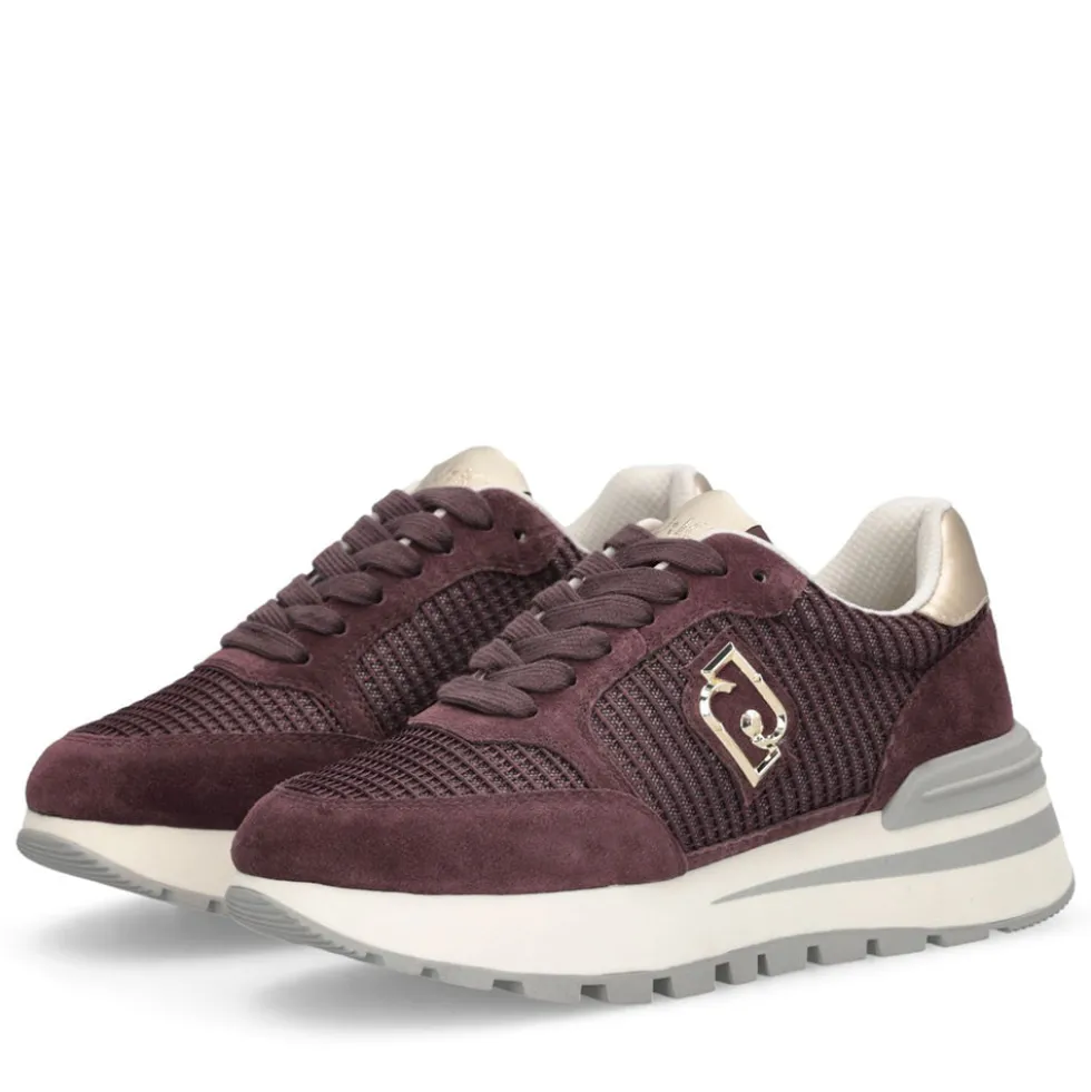 Sneakers Platform LIU JO Amazing 25 in Suede e Mesh Cremisi Light Gold
