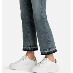 Sneakers Platform LIU JO Babol 01 in Pelle Bottalata Bianca e Inserto Metallizzato Light Gold