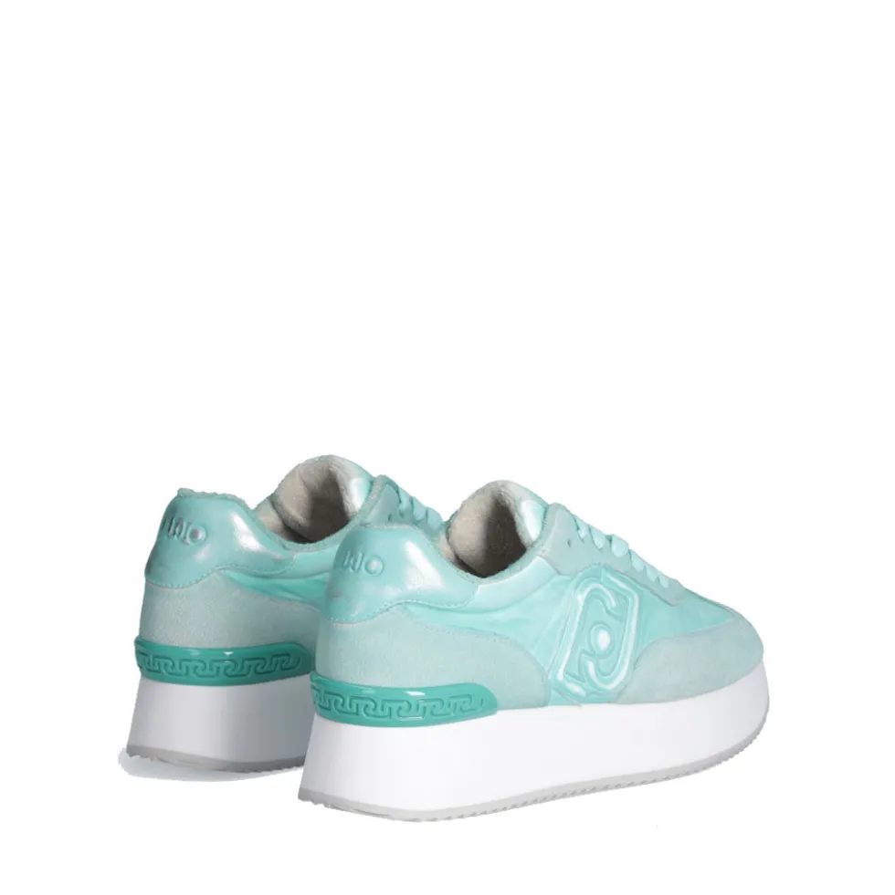 Sneakers Platform LIU JO Dreamy 02 in Suede e Nylon Verde Acqua