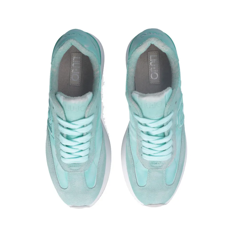 Sneakers Platform LIU JO Dreamy 02 in Suede e Nylon Verde Acqua