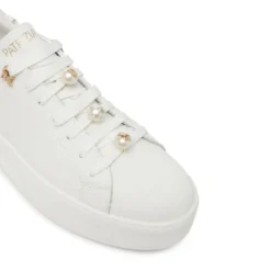 Sneakers Platform PATRIZIA PEPE Girl in Pelle Bianca con Perle