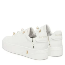 Sneakers Platform PATRIZIA PEPE Girl in Pelle Bianca con Perle