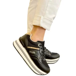 Sneakers Running 1A Classe Alviero Martini Nere con Dettaglio stampa Geo Beige 2441
