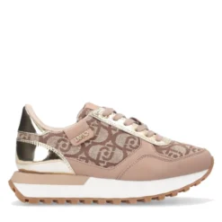 Sneakers Running LIU JO Evelyn 915 in Tessuto Jacquard con Logo Monogram Beige Gold