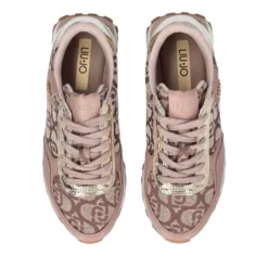 Sneakers Running LIU JO Evelyn 915 in Tessuto Jacquard con Logo Monogram Beige Gold