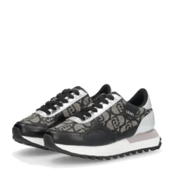 Sneakers Running LIU JO Evelyn 915 in Tessuto Jacquard con Logo Monogram Black Silver