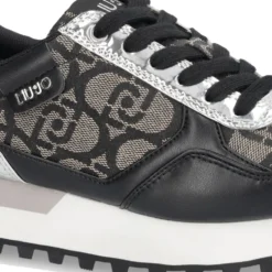 Sneakers Running LIU JO Evelyn 915 in Tessuto Jacquard con Logo Monogram Black Silver