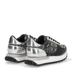 Sneakers Running LIU JO Evelyn 915 in Tessuto Jacquard con Logo Monogram Black Silver