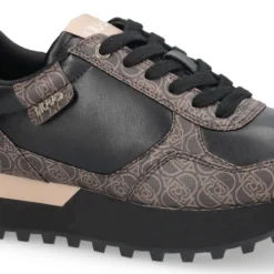 Sneakers Running LIU JO Evelyn 915 effetto Saffiano con Logo Monogram All Over Marrone e Nero
