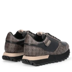 Sneakers Running LIU JO Evelyn 915 effetto Saffiano con Logo Monogram All Over Marrone e Nero