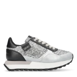 Sneakers Running LIU JO Evelyn 915 Full Glitter Silver con Inserti Laminati