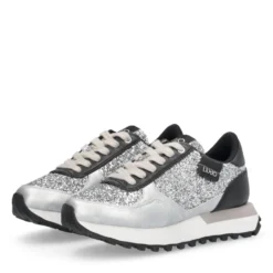 Sneakers Running LIU JO Evelyn 915 Full Glitter Silver con Inserti Laminati