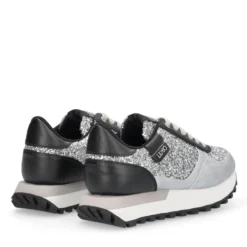 Sneakers Running LIU JO Evelyn 915 Full Glitter Silver con Inserti Laminati