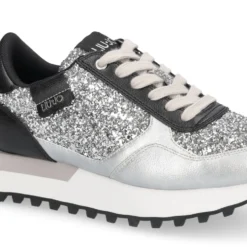 Sneakers Running LIU JO Evelyn 915 Full Glitter Silver con Inserti Laminati