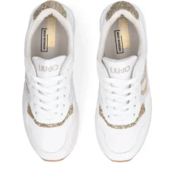 Sneakers Running LIU JO Maxi Wonder Low 02 Bis in Nylon Bianco con Inserti Glitter