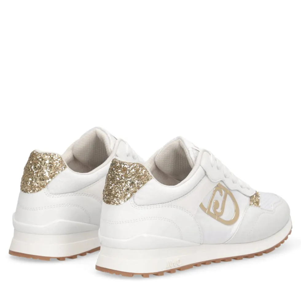 Sneakers Running LIU JO Maxi Wonder Low 02 Bis in Nylon Bianco con Inserti Glitter