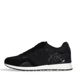 Sneakers Running LIU JO Maxi Wonder Low 02 in Glitter Mesh e Suede Nero