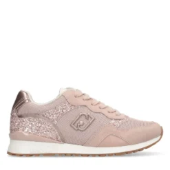 Sneakers Running LIU JO Maxi Wonder Low 02 in Glitter Mesh e Suede Nude