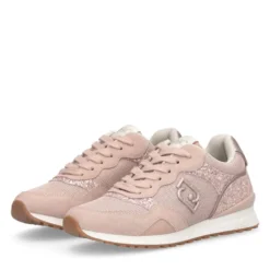 Sneakers Running LIU JO Maxi Wonder Low 02 in Glitter Mesh e Suede Nude