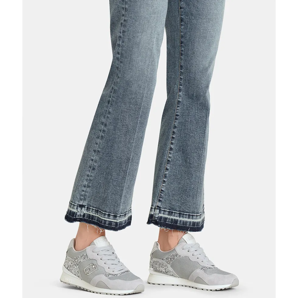 Sneakers Running LIU JO Maxi Wonder Low 02 in Glitter Mesh e Suede Loft Silver