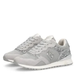 Sneakers Running LIU JO Maxi Wonder Low 02 in Glitter Mesh e Suede Loft Silver