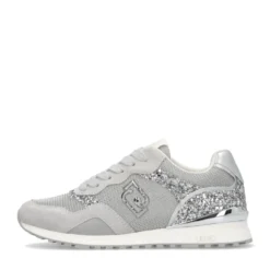 Sneakers Running LIU JO Maxi Wonder Low 02 in Glitter Mesh e Suede Loft Silver
